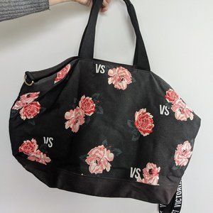 Victoria's Secret Black Floral Weekend Bag